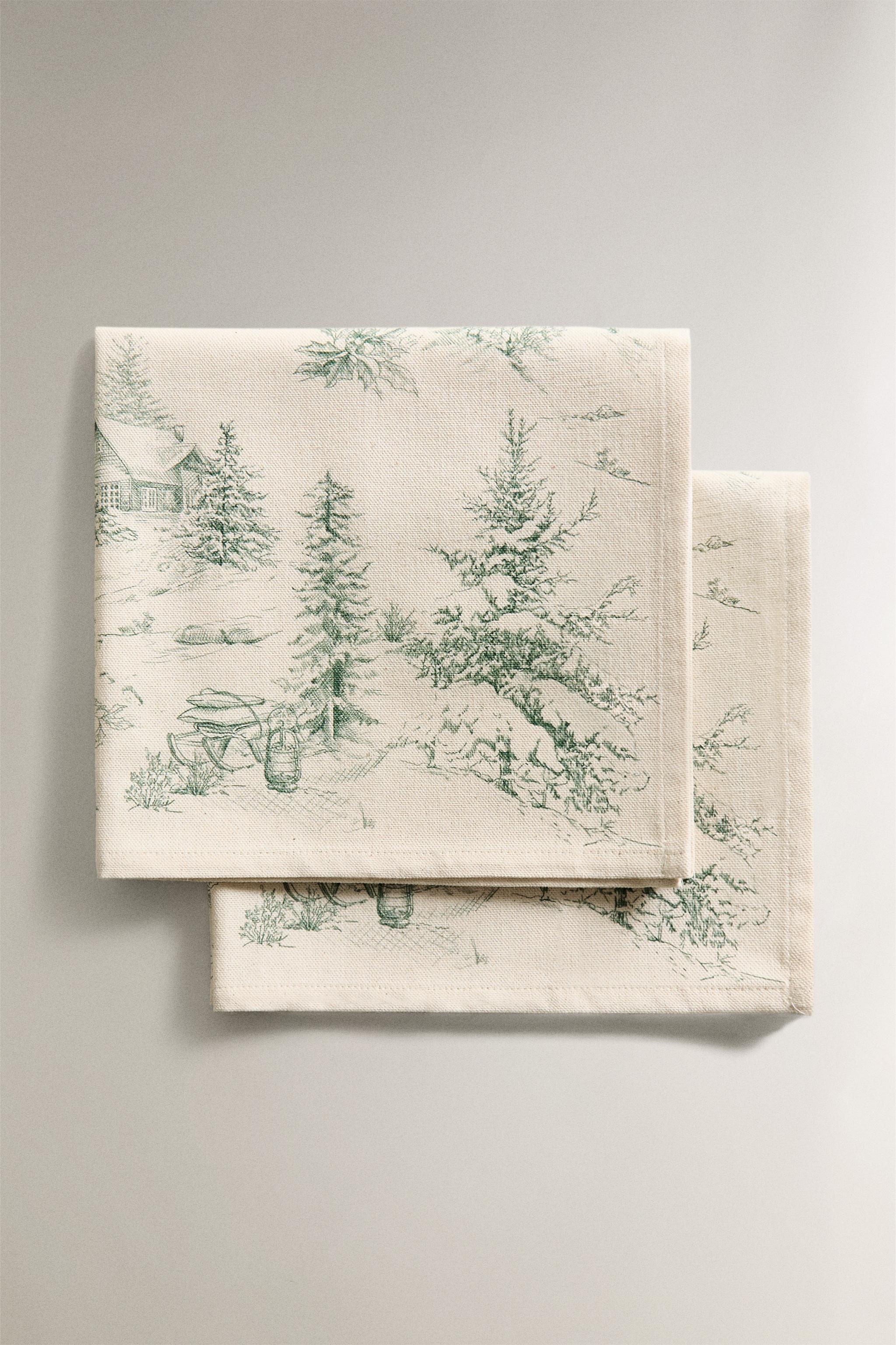 SET OF TOILE DE JOUY CHRISTMAS COTTON NAPKINS (SET OF 2)